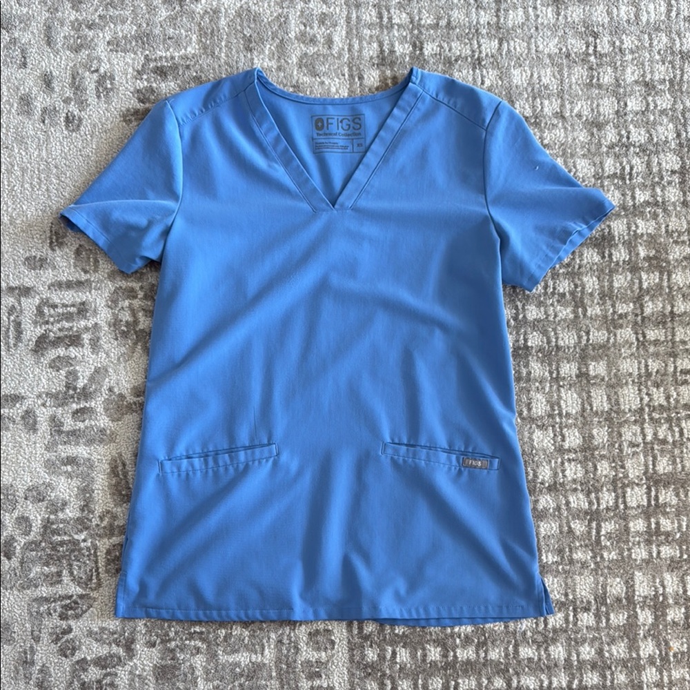 FIGS Women's Ceil Blue Scrub V-Neck Top XS